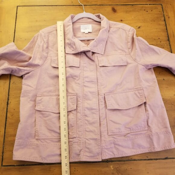 LOFT | Pink Linen Cargo Utility Chore Jacket, Size Medium - Picture 8 of 9